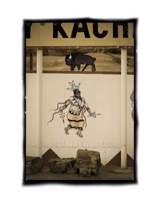 kachina wall painting at a tourist trap along old route sixty six