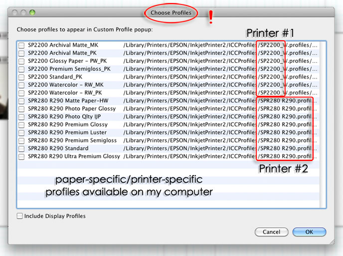 printer profiles for utility on my computer