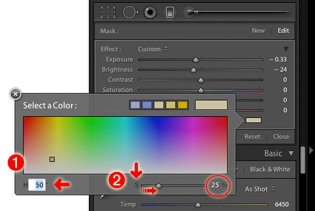 color adjustments for the graduated filter in lightroom